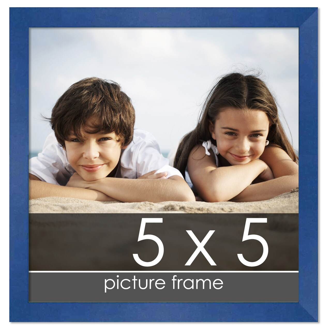 5x5 Classic Modern Blue Picture Frame - UV Acrylic, Foam Board Backing, Hanging Hardware